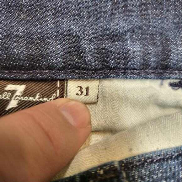 7 For All Mankind Jeans Womans 31 Blue High Waist Boot Cut Distressed Denim - Picture 6 of 12